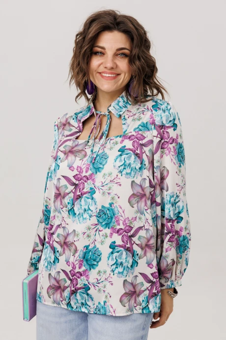 Блузка Anelli 1806 розы лилии пионы #1