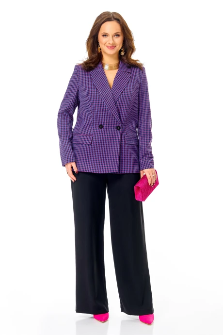 Брючный костюм Ольга Стиль 994 гусиная-лапка, черный двойка #1