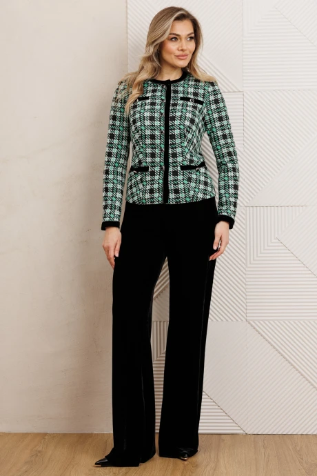 Брючный костюм Мода-Юрс 25-2950 черный_зеленый #1
