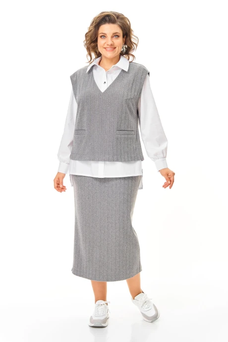 Юбочный костюм Vi Oro 1249 серый тройка #1