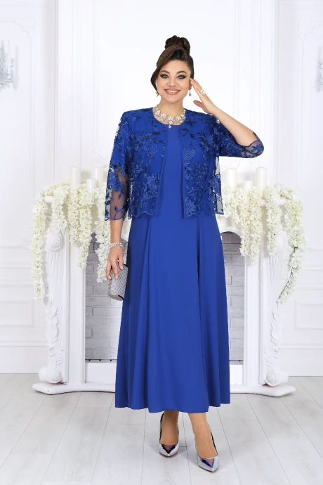 Костюм с платьем Нинель Шик 7489 васильковый двойка #1
