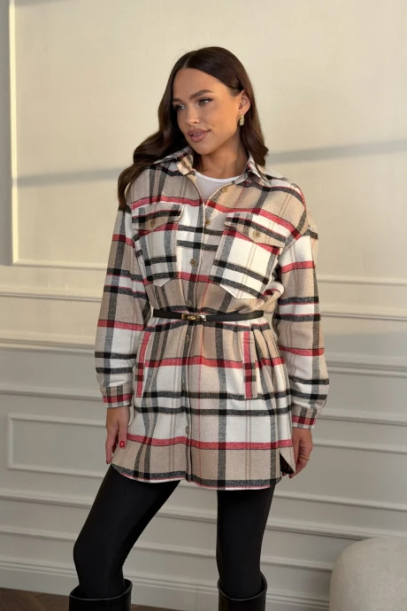 Рубашка DilanaVIP 2127 бежево-красный #1