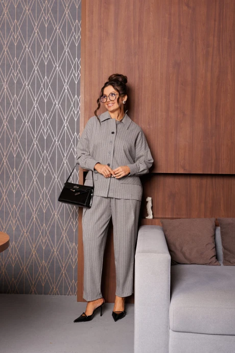 Брючный костюм Beautiful&Free 6414 полоска серая #1