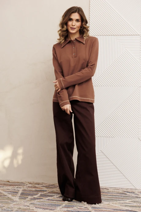 Брючный костюм GIZART 5415 мокко мусс, шоколадный_джинс двойка #1