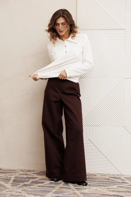 Брючный костюм GIZART 5415 молочный, шоколадный_джинс #1