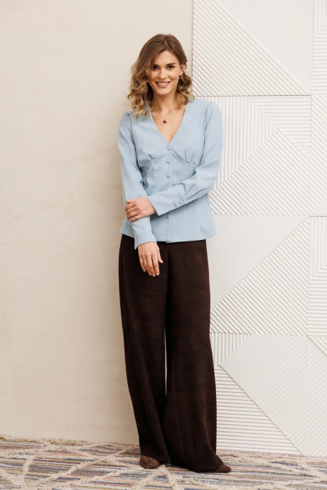 Брючный костюм GIZART 5421 шоколадно-голубой двойка #1