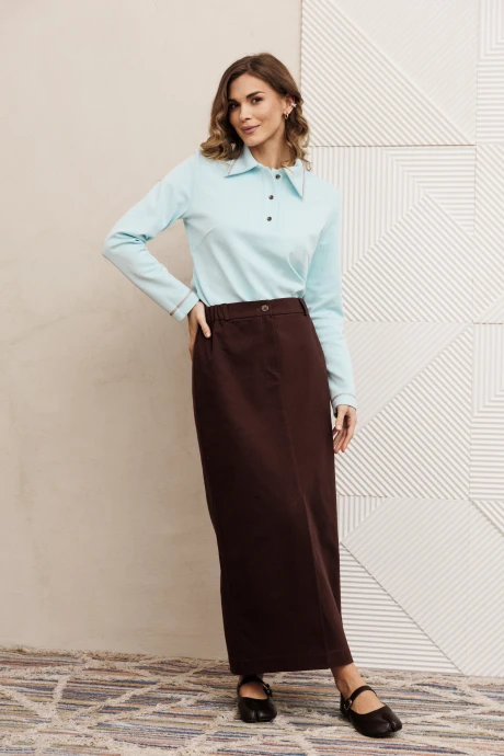 Юбочный костюм GIZART 5425 голубой, шоколадный_джинс двойка #1
