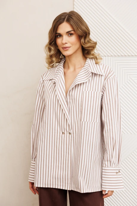 Рубашка GIZART 15443 бело-коричневый #1