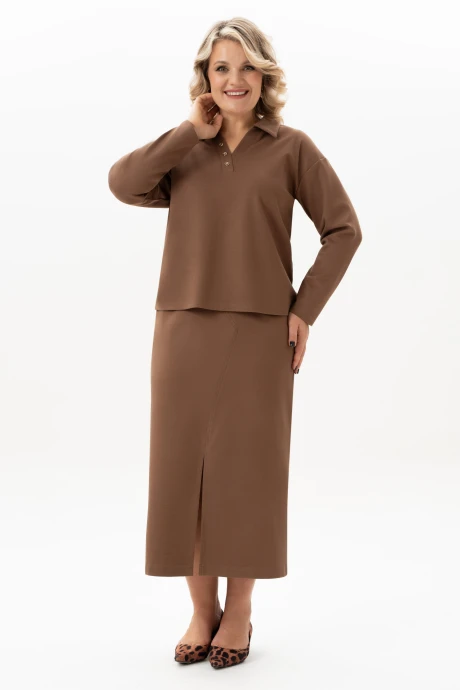 Юбочный костюм ALGRANDA (Novella Sharm) 4106-4 Коричневый двойка #1