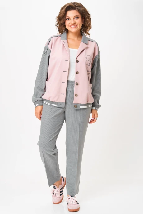 Брючный костюм AIRA style 24231 серый+пудра двойка #1