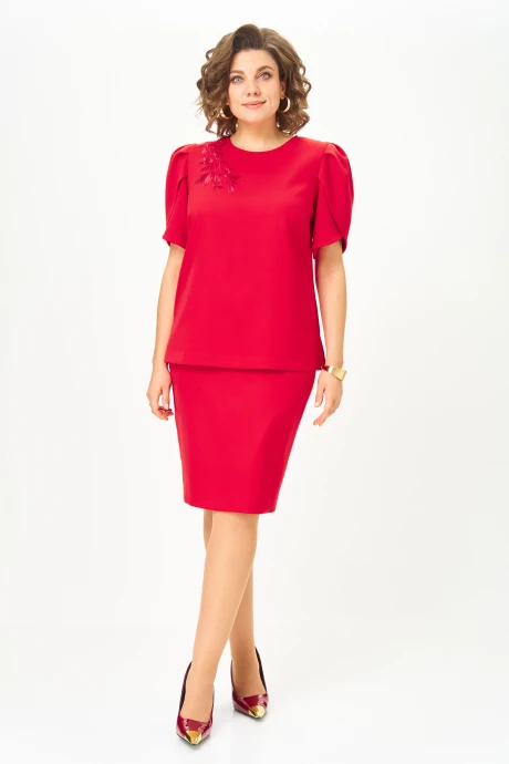 Юбочный костюм Vilena Fashion 1143 красный двойка #1