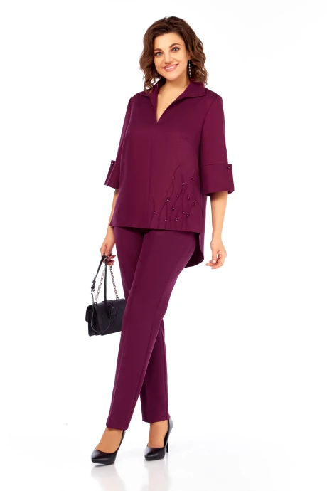 Брючный костюм Ольга Стиль 987 бургунди двойка #1