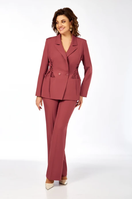 Брючный костюм Ольга Стиль 998 приглушенный-коралловый двойка #1