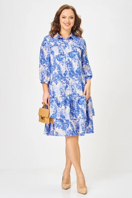 Платье Твой Имидж 2349 голубой_с_принтом #1