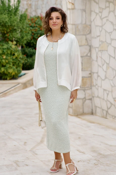 Платье Vittoria Queen 28693пл молочно, салатовый #1