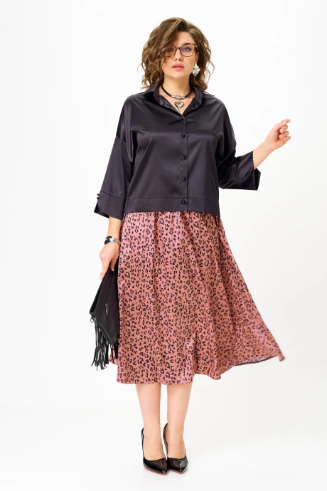 Юбочный костюм Anastasia 1321 черно-синий/розовое золото двойка #1