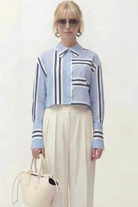 Блузка Lokka 1807 голубой/белый/синий #1