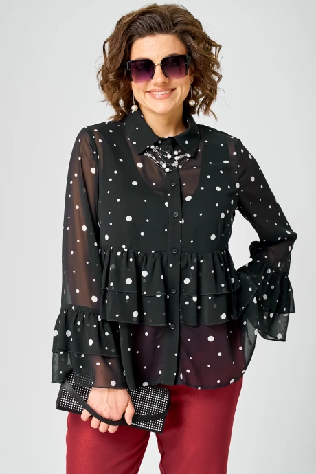 Блузка EVA GRANT 7221 принт_горох #1
