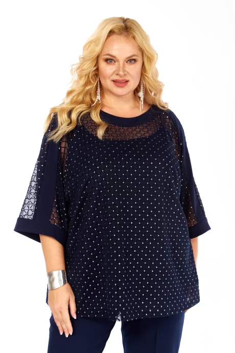 Блузка Элль-стиль 2420 а темно-синий #1