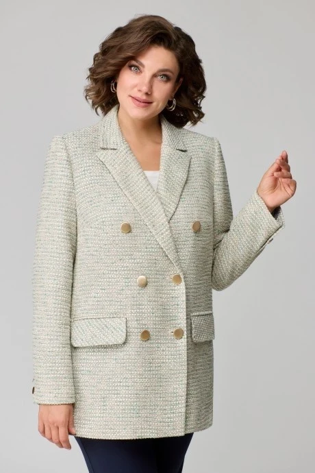 Твидовый жакет (пиджак) *Распродажа Дали 3536.1 с_бирюзой #1