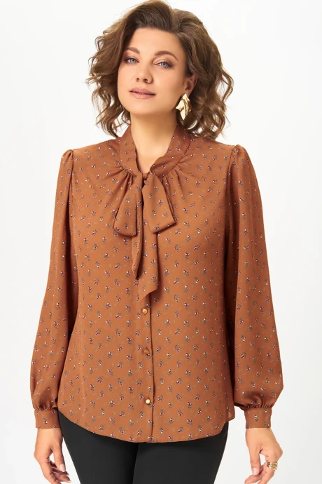 Блузка *Распродажа Дали 7011 коричневая #1