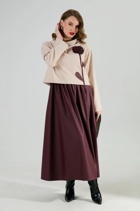 Платье *Распродажа NikVa 924-10 капучино_и_бургунди #1