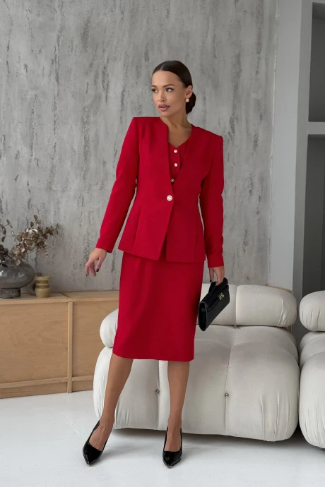 Костюм с платьем *Распродажа DilanaVIP 2106 красный двойка #1