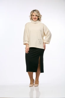 Юбочный костюм OVERYOU 234 молочно-черный двойка