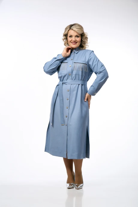 Платье OVERYOU 238 серо-голубой #1