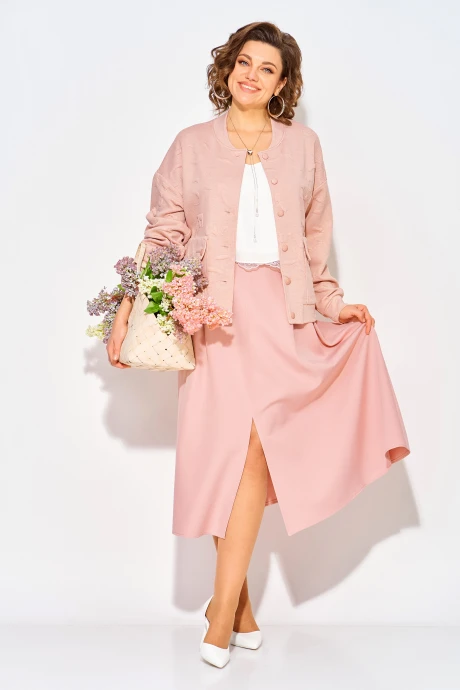 Юбочный костюм Лилиана 1513 Пудра двойка #1