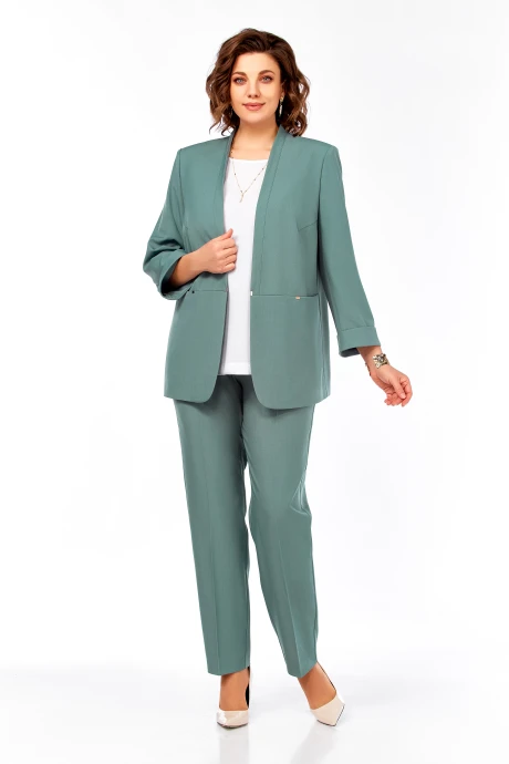 Брючный костюм Ольга Стиль С-1000 мятный тройка #1