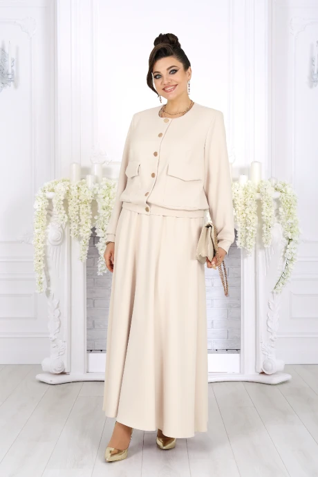 Юбочный костюм Нинель Шик 7522 молочный тройка #1