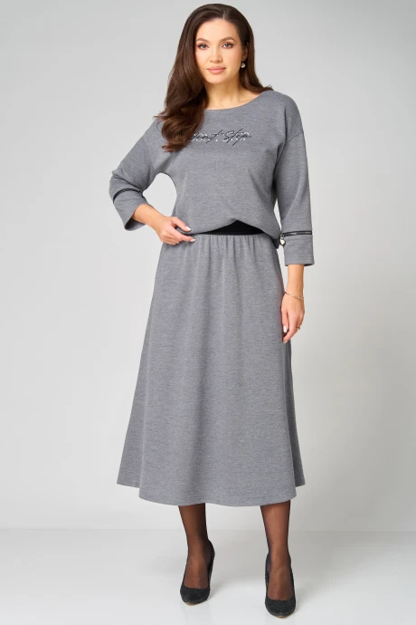 Юбочный костюм Мишель Стиль 1344 серый двойка #1