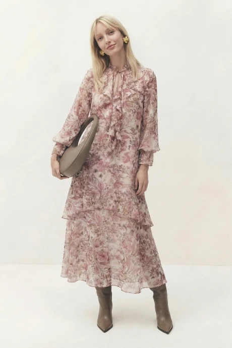 Платье Lokka 1817 розовый/белый/цветочный принт #1