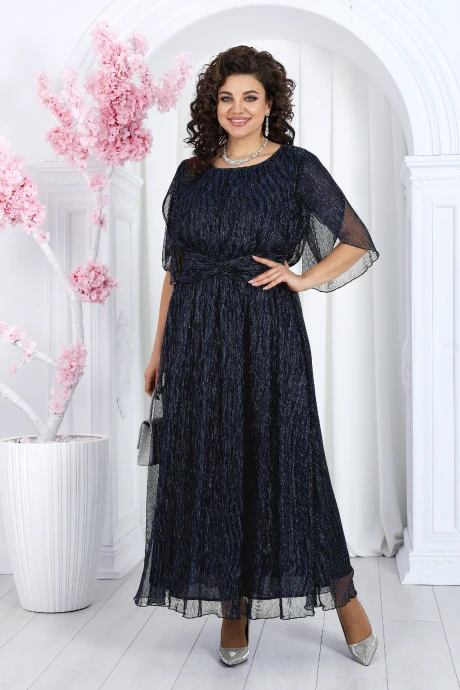 Платье-гофре *Распродажа Нинель Шик 6046 синий #1