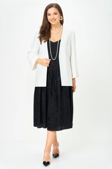 Костюм с платьем LeNata 20457 белый_с_черным двойка #1