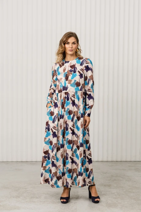 Платье Romgil РТ0131-ВИ2 молочный, шоколадный, темно-розовый #1