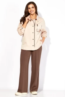 Брючный костюм TAiER 1419 бежевый, коричневый двойка