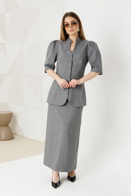 Юбочный костюм AmberaStyle 2151-1 серый двойка #1