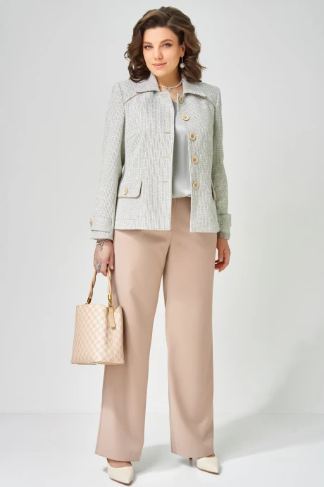 Брючный костюм FITA 4171 миндаль + мята тройка #1
