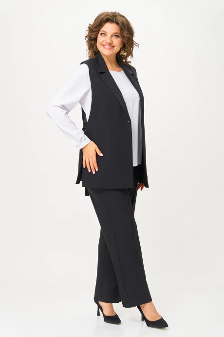 Брючный костюм *Распродажа Багряница 3172 тройка черный+белый #1