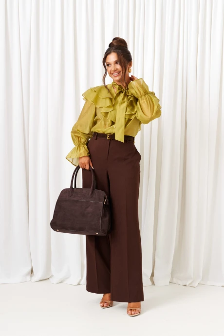 Брючный костюм Beautiful&Free 6441 шоколад + лайм двойка #1