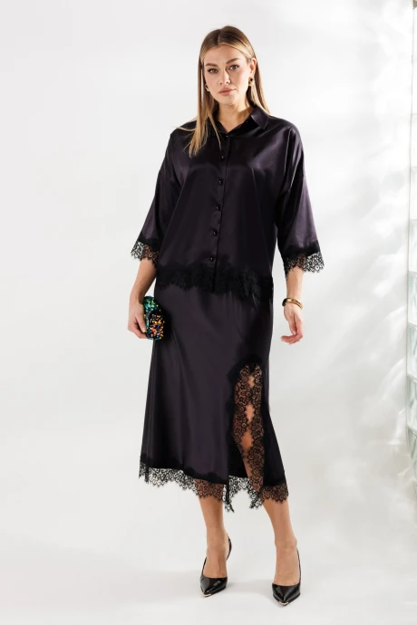 Юбочный костюм Anastasia 1331 черничный двойка #1