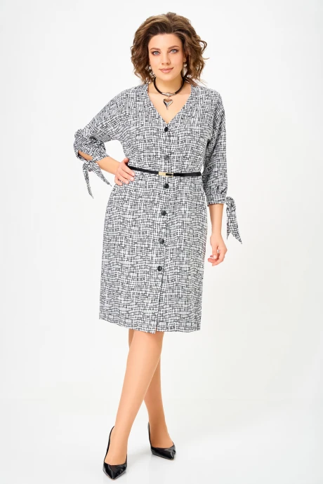 Платье Swallow 902.1 Цвет светло-серый Принт «черно-серая геометрия» #1