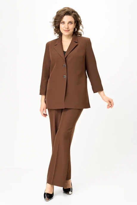 Брючный костюм Vilena Fashion 1094 молочный_шоколад двойка #1