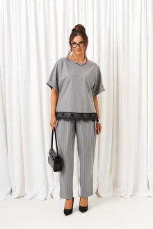 Брючный костюм Beautiful&Free 6442 светло-серый в полочку двойка