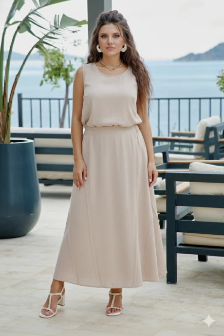 Юбочный костюм Vittoria Queen 28583бл песочный двойка #1
