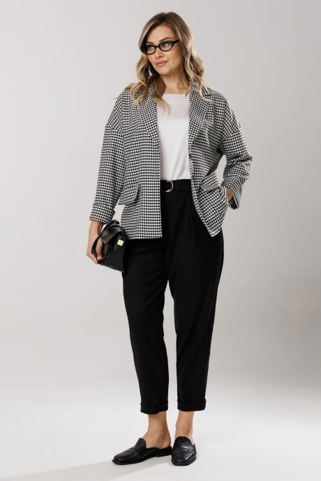 Брючный костюм Ларс Стиль 1201/1 принт лапка двойка #1