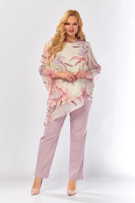 Брючный костюм Элль-стиль 2459 пудрово-бежевый #1