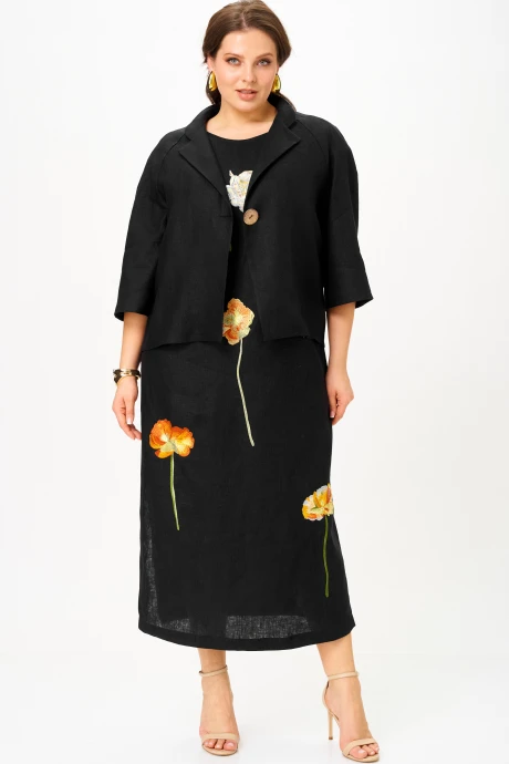 Костюм с платьем SOVA 11327 черный двойка #1